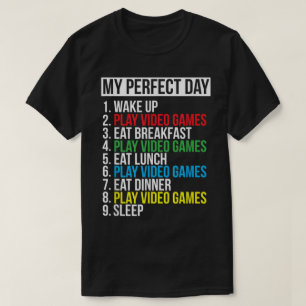 Camiseta Meu Dia Perfeito Design Divertido de Gamer