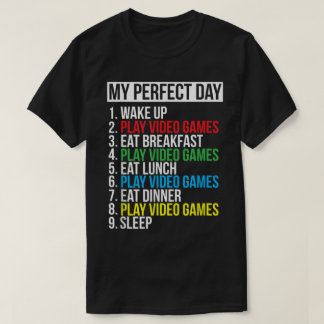 Camiseta Meu Dia Perfeito Design Divertido de Gamer