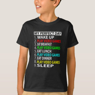 Camiseta Meu Dia Perfeito, Jogar videos games Engraçado Pr