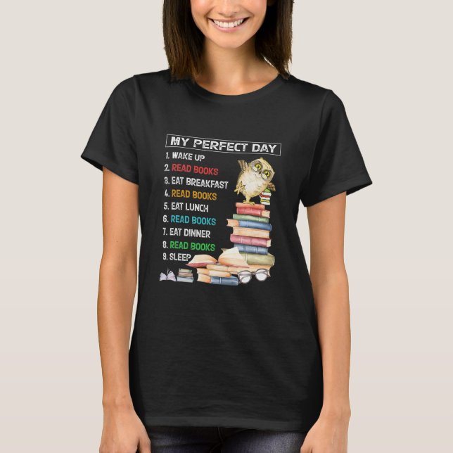Camiseta Meu Dia Perfeito Lê Livros Ler Livros Engraçado Li (Frente)