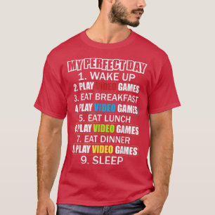 Camiseta Meu Dia Perfeito Video games Engraçado Jogador Leg