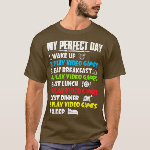 Camiseta Meu Dia Perfeito Video games Engraçado Jogador Leg