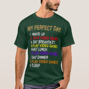 Camiseta Meu Dia Perfeito Video Games Fofos Gamer Rapazes J