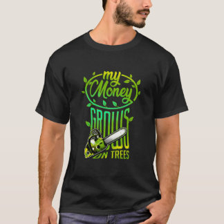 Camiseta Meu Dinheiro Cresce Em Árvores Cutando Madeira Cut