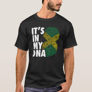 Camiseta Meu DNA Jamaica Impressão Digital Orgulho Jamaican