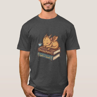 Camiseta Meu Dragão Bebida Livro Divertido e Adesivo de Caf