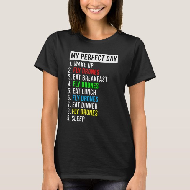 Camiseta Meu Entusiasta de Drone Voador de Dia Perfeito (Frente)