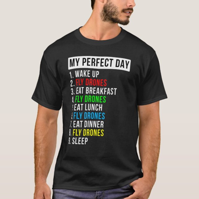 Camiseta Meu Entusiasta de Drone Voador de Dia Perfeito (Frente)