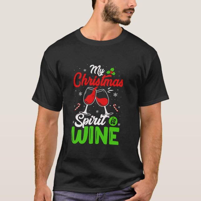 Camiseta Meu Espírito de Natal é Bebendo de Férias Engraçad (Frente)