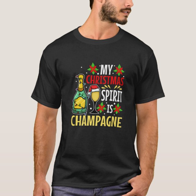 Camiseta Meu Espírito De Natal É Champanhe (Frente)