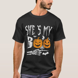 Camiseta Meu Esqueleto Mão Pumpkin Halloween Correspondendo