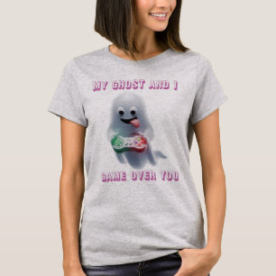 Camiseta Meu Fantasma e Eu - Fantasma Gamer Divertido Assus