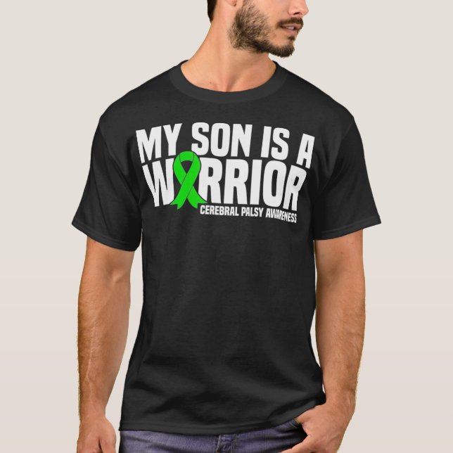 Camiseta Meu filho é um guerreiro cerebral, consciência par (Frente)
