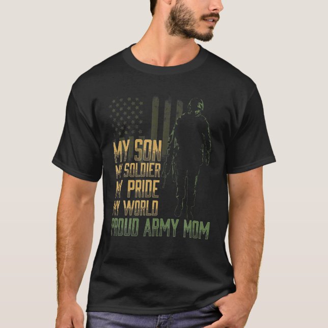 Camiseta Meu Filho Meu Soldado Orgulhoso Exército Mãe Mãe M (Frente)