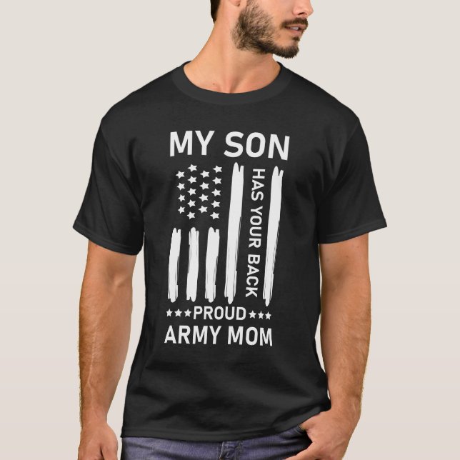 Camiseta Meu Filho Tem Sua Mãe Do Exército Orgulhoso Dos Eu (Frente)