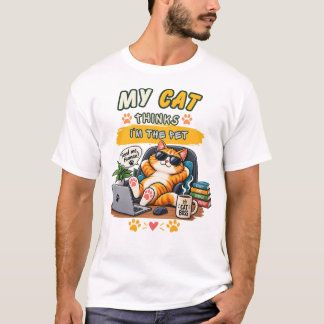 Camiseta Meu Gato Acha Que Sou o Pet - Presente Divertido p