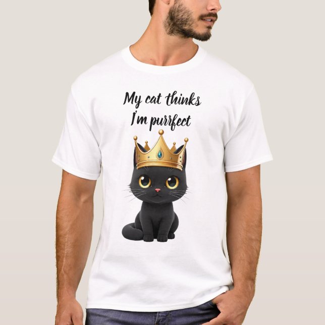 Camiseta Meu Gato Acha que Sou Perfeito (Frente)