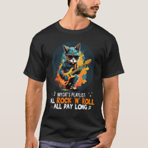 Camiseta Meu Gato adora Rock'n Roll com Guitarra elétrica l