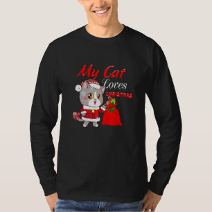 Camiseta Meu Gato Ama O Natal Sacola De Presentes De Gato F