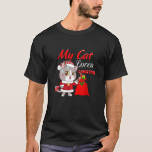 Camiseta Meu Gato Ama O Natal Sacola De Presentes De Gato F