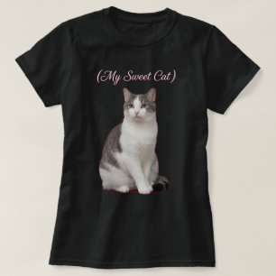 Camiseta Meu Gato Doce Cinza Branco Design de Foto
