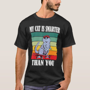 Camiseta Meu gato é mais inteligente do que você, gato engr