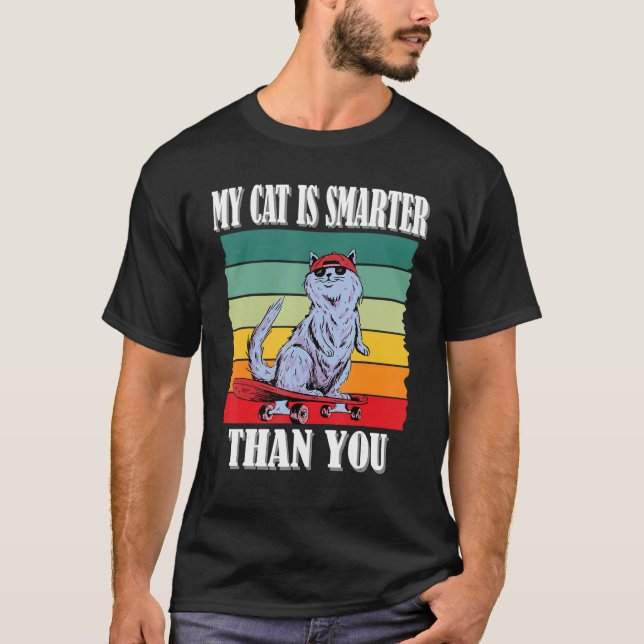 Camiseta Meu gato é mais inteligente do que você, gato engr (Frente)