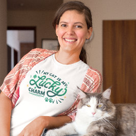 Camiseta Meu Gato é Meu Amuleto da Sorte Dia de São Patríci