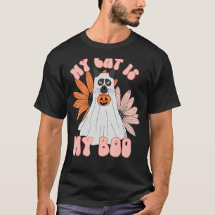 Camiseta Meu Gato É Meu Boo Fantasma Floral Ghost Ghost Spo
