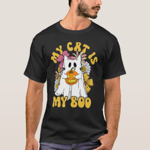 Camiseta Meu Gato É Meu Boo Fantasma Floral Ghost Ghost Spo