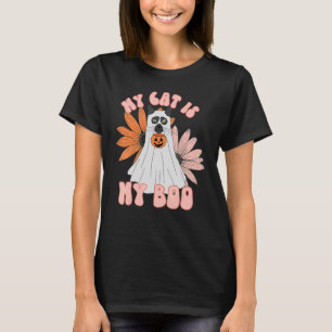 Camiseta Meu Gato É Meu Boo Fantasma Floral Ghost Ghost Spo