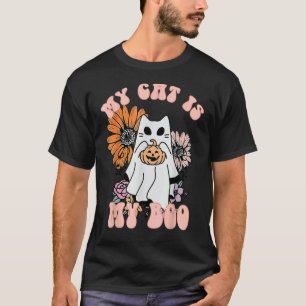Camiseta Meu Gato É Meu Boo Gatinho Fantasma Groovy Assusta