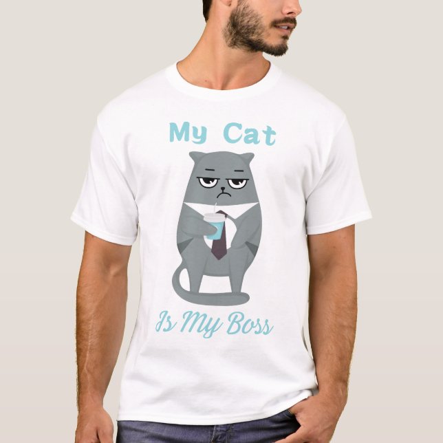 Camiseta Meu Gato É Meu Chefe – Presente Divertido (Frente)