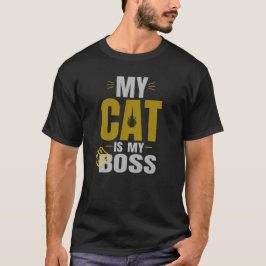 Camiseta Meu Gato É Meu Chefe Tipografia Divertida para Ama