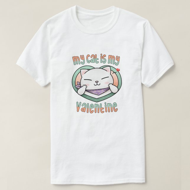 Camiseta Meu Gato é Meu Gato Branco Namorados (Frente do Design)