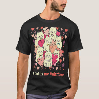Camiseta Meu Gato É Meu Namorado Gato Amarelo Fofo Corações