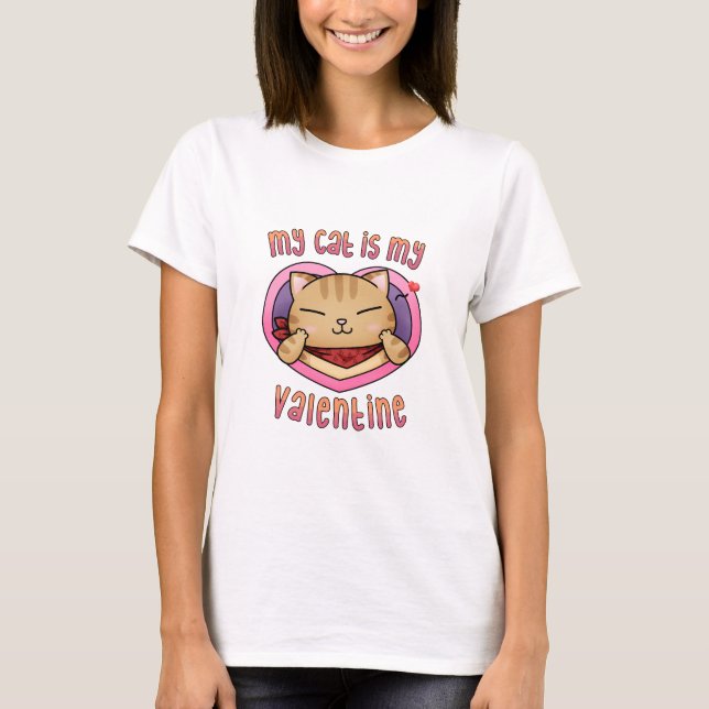 Camiseta Meu Gato é Meu Namorados Laranja Tabby (Frente)