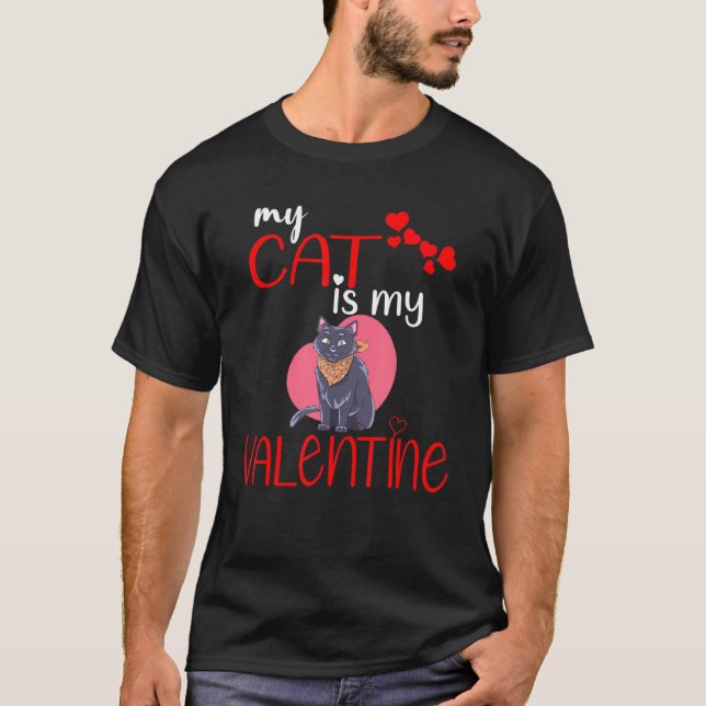 Camiseta Meu Gato É Meu Namorados Namorados Bonito Dia S (Frente)