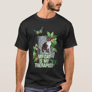 Camiseta Meu Gato É Meu Terapeuta   Gato Na Cadeira Saúde M