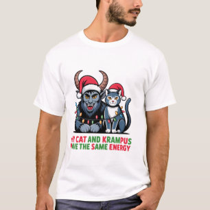 Camiseta Meu Gato e o Krampus Têm a Mesma Energia Divertida