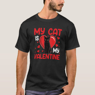 Camiseta Meu Gato É O Meu Namorados De Gato Cardíaco Valent