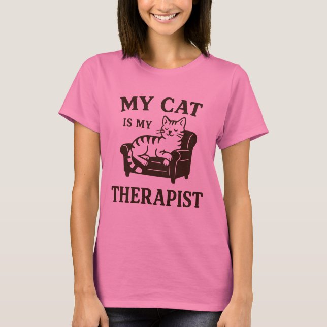 Camiseta Meu Gato é o meu Terapista - Gato Engraçado Tchau (Frente)