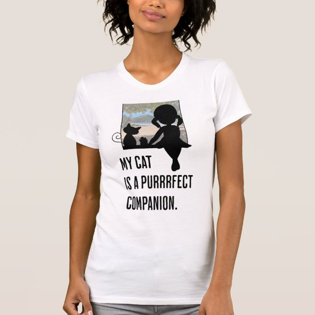 Camiseta Meu gato é um companheiro perfeito. Cat Lovers (Frente)