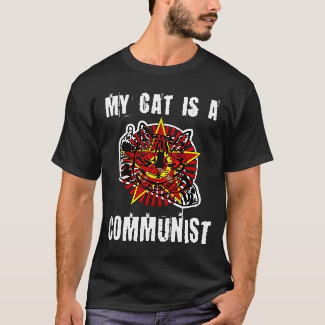 Camiseta Meu Gato É Um Gato Comunista De Raios Comunistas (Frente)