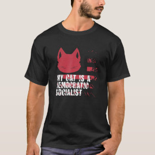 Camiseta Meu Gato É Um Socialista Democrata Meme sarcástic