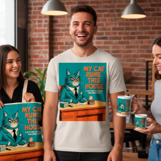 Camiseta Meu Gato Executa Esta Casa | Citação de Gato Engra