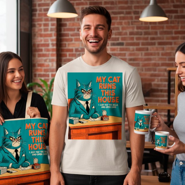 Camiseta Meu Gato Executa Esta Casa | Citação de Gato Engra (Criador carregado)