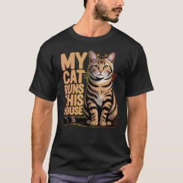 Camiseta Meu Gato Manda na Minha Casa Citação Divertida par