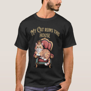 Camiseta Meu Gato Manda Nesta Casa Amante de Gatos Divertid