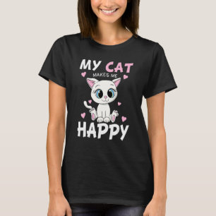 Camiseta Meu Gato Me Faz Feliz Gatinho Gatinho Mulheres